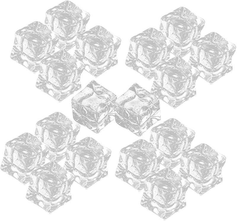50 Pcs Clear Acrylic Ice Cube Squares Artificial Decoration for Fish Tanks - Image 1